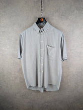 Thomas Burberry Shirt Mens Large L Grey Short Sleeve Cotton